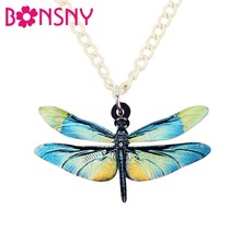 Bonsny Acrylic Big Cartoon Dragonfly Necklace Pendant Long Chain Fashion Insect Jewelry For Women Girls Summer Accessories Gift 2024 - buy cheap