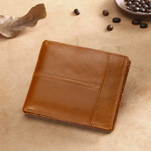 Alta qualidade carteira de couro genuíno dos homens marca moda curta bolsas masculino presente id titular do cartão de crédito magro bifold carteira de luxo