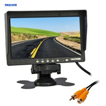 SMALUCK-Monitor AHD de 7 pulgadas para coche, dispositivo de visión trasera, soporte máximo de 1080P, cámara AHD con parasol, Visor RCA 2024 - compra barato