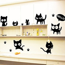 Eco-Friendly 5 pcs Set Big cat Decal Art  Home Decor Decals DIY Black cat Wall Sticker Windows Furniture Decal Y-207 2024 - buy cheap
