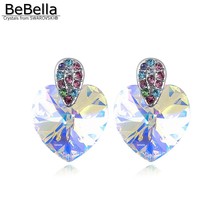 BeBella-pendientes de tuerca con forma de corazón para mujer, aretes hechos con cristales de Swarovski en 3 colores, regalo de boda, joyería de novia, 1,4 cm 2023 - compra barato