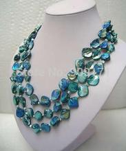 Jewelry Pearl Necklace 3 ROWS Pearl & Blue Mother of Pearl Necklace Free Shipping 2024 - buy cheap