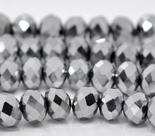 Glass Beads Flat Round silver color silver color About 8mmx6mm,Hole: About 1mm,42cm,1 Strand(About 72 PCs/Strand) new 2024 - buy cheap