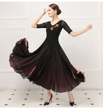 Lady Tango Flamenco Dancing Dress Female Waltz Dancing Customes Girls Summer Ballroom Dance Dress Short Sleeve V Neck  D-0386 2024 - buy cheap