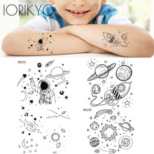 Cute Cartoon Children Arm Fake Tattoo Boys Face Cosmos Rocket Temporary Tattoo Women Forearm Stickers Waterproof Kids Leg Tatoos 2024 - buy cheap
