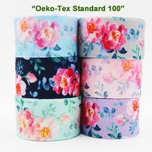 1 Inch  25 MM  Satin Printed Colorful Handmade Flowers l Ribbon  Wedding DIY Crafts Tape 6 Colors 2024 - buy cheap