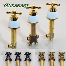 YANKSMART Black Antique Brass Basin Sink Faucet  Dual Handles 3 Holes Mixer Tap Wall Mounted Bathroom Sink Faucet 2024 - buy cheap