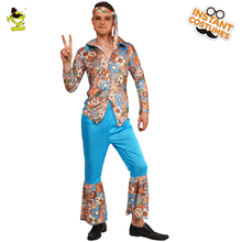 Adulto dos homens flor hippie traje 6070s 70outfits s hippy outfits festa fantasia vestir-se trajes cosplay para o sexo masculino 2024 - compre barato