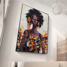 Mutu retrato artístico de parede, pintura a óleo de mulher africana, posteres e impressões, imagens decorativas moderna para casa em tela 2024 - compre barato