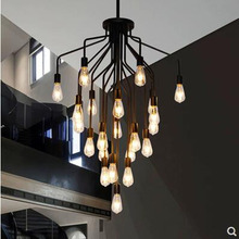 Staircase lamp long chandelier American duplex building living room headlight villa floor simple retro chandelier led lamps 2024 - buy cheap