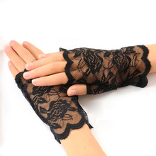 1 pair Fashion Lady Girl Black Lace Gloves Party Costume Finger Gloves Soft Breathable Sun protection Fingerless Glove 2024 - buy cheap