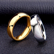 Гладкие кольца для пар из нержавеющей стали, кольца для мужчин и женщин золотого и серебряного цвета, оптовая обручальные кольца 2024 - купить недорого
