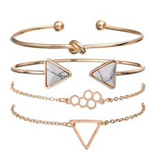 MissCyCy Bohemian Gold Silver Color Triangle Geometric Bracelets For Women Vintage Resin Stone Cuff Bangles Femme Jewelry 2024 - buy cheap