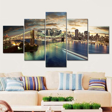 Marco de decoración para sala de estar, póster moderno para el hogar, arte Modular HD, pintura de lienzo del Puente de Brooklyn, imágenes, Impresión de pared para sala de estar 2024 - compra barato
