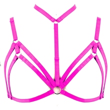 Bright Pink Belt Harness Bra Elastic Adjustable Strappy Pastel Goth Punk Lingerie Hollow Out Body cage Bralette Accessory Party 2024 - buy cheap