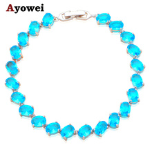 Top Sell Sky Blue Zirconia Real Silver Charm Bracelets Wholesale & Retail Fashion Jewelry TB860A 2024 - buy cheap