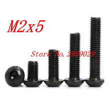 1000PCS ISO7380  m2*5 M2 x 5mm Steel with black hex hexagon socket button head screw 2024 - buy cheap