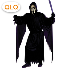Purim Party Men  Grave Ghoul Cosplay Costumes Horror Black Ghost costumes with Mask Halloween Party Role Play  Costumes 2024 - buy cheap