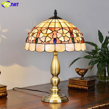 Настольная лампа FUMAT Tiffany в американском стиле в виде ракушки, прикроватная лампа для спальни, светодиодная настольная лампа в средиземноморском стиле 2024 - купить недорого