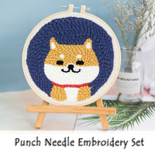 Shiba Inu Punch Needle Embroidery Kit with Hoop Needlework Wool Work Beginner-Friendly Sewing Kits Handmade Gift 2024 - buy cheap