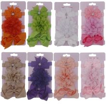 Yundfly 3pcs/lot Ribbon Bows Chiffon Flower Baby Girls Headband Cute Diy Bowknot Kids Hair Bands Headwear Set Photography Props 2024 - buy cheap