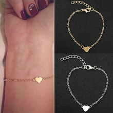 Moda estilo simples ouro/prata chapeado amor coração minúsculo pulseira & bracelete charme corrente pulseira para presente de jóias femininas 2024 - compre barato