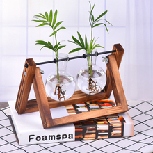 Hydroponic Plant Vases Glass Vase Planter Terrarium Table Desktop Bonsai Flower Pot Hanging Pots with Wooden Tray Home Decorate 2024 - buy cheap