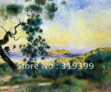 Frete grátis, 100% artesanal, reprodução de pintura a óleo, visão de antibes da pierre auguste renoir, pintura a óleo em tela de linho 2024 - compre barato