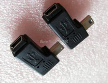 1pair  mini usb male left + right angle 90 degrees to mini usb 5pin female adapter connector  for cable etc. ,  Free shipping 2024 - buy cheap