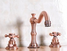 Basin Faucet Antique Red Copper 3 Hole Bathroom Sink Faucet Deck Mounted Cold Hot Vintage Sink Faucet Mixer Tap znf174 2024 - buy cheap