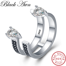 [BLACK AWN] Cute 925 Sterling Silver Jewelry Elegant Engagement Rings for Women Black Spinel Finger Ring G058 2024 - buy cheap