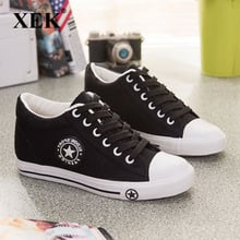 XEK 2018 Women Casual Shoes Female Cute White Basket Stars Zapatos Mujer Trainers 5 cm Height tenis ZLL12 2024 - buy cheap