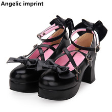 Angelic imprint new woman mori girl lolita cosplay shoes lady high heels pumps women princess dress party shoes 33-47 bowtie 2024 - buy cheap