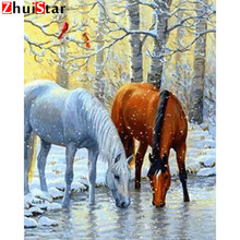 5D Full Square Diamond Painting animal horse snow Embroidery Sale Diamond Mosaic Picture Of Rhinestone Decor Home Gift  XY1 2024 - buy cheap