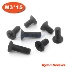 1000pcs/lot DIN965 M3*15 Black Nylon Machine Phillips Flat Head (Cross recessed countersunk head screws) Screw 2024 - buy cheap