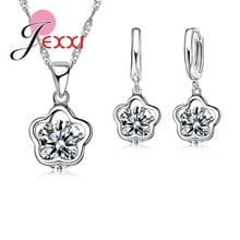 New Arrival 925 Sterling Silver Jewelry Set Beautiful Flower CZ Women Pendant Earrings Necklace Fast Shipping 2024 - buy cheap