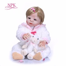 NPK new 56cm  Full Body Silicone Reborn Girl Baby Doll Toy Lifelike Newborn Babies Doll Cute Birthday Gift Bath Toy waterproof 2024 - buy cheap