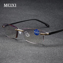 2018 New Anti-Blu-ray Reading glasses  Diamond Cutting Metal Rimless reading glasses fashion Eyewear +1.5 2.0 2.5 2024 - buy cheap