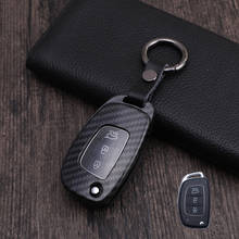 Carbon fiber Flip Car Key Cover Case For Hyundai I10 I20 IX25 IX35 IX45 Elantra Accent Car Styling 2024 - buy cheap