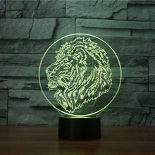 3D Lion Head Modelo 7 Color Changing LED NightLight lâmpada de Iluminação Da Lâmpada Do Quarto Das Crianças Dos Miúdos Presentes de Natal Para A Decoração Da Casa 2024 - compre barato