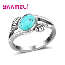 Anillos de plata de ley 925 con forma de follaje misterioso para hombre y mujer, joyería Vintage con ópalo azul encantador 2024 - compra barato