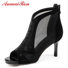 ANMAIRON   Genuine Leather  Basic  Sandalias De Mujer Verano 2019 Women Fashion Casual  Zip High Heel Sandals Size 34-39 LY778 2024 - buy cheap