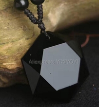 Colgante con cara de estrella de seis ángulos para mujer y hombre, 100% Natural, obsidiana tallada, cristal de moda, collar gratis, joyería 2024 - compra barato