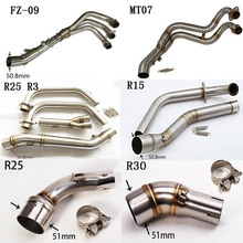 Motorcycle Exhaust Muffler Middle Mid Link Pipe Stainless Steel For Yamaha FZ09 MT07 FZ07 R15 R25 R3 R30 YZF FZ-09 MT09 MT-09 2024 - buy cheap