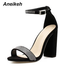 Aneikeh Sandals Women Summer Shoes Crystal High Heels Open Toes 2018 Fashion Female Thick Heels Party Wedding Sandals Shoes 2024 - buy cheap