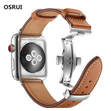 Кожаный ремешок-бабочка OSRUI для Apple watch 4 ремешка 44 мм 40 мм correa iwatch серии 3/2/1 42 мм/38 мм браслет на запястье 2024 - купить недорого