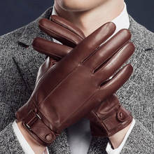 Winter Genuine Leather Men Gloves New Style Five Finger Warm Velvet Fashion Trend  Sheepskin Glove For Driving NM938-5 2024 - buy cheap