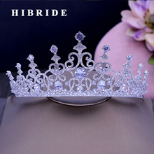 Hibride diadema de luxo, novo, para casamento, tiara e coroa, zircônio cúbico aaa, acessórios para cabelo, para presentes de casamento 2024 - compre barato