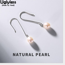 Uglyless-pendientes de plata de primera ley y perlas para mujer, aretes pequeños, plata esterlina 100%, Gema Natural, perlas de agua dulce 2024 - compra barato