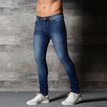 Мужские брюки, Компрессионные Леггинсы, мужские эластичные облегающие джинсовые штаны, повседневные Длинные прямые брюки, обтягивающие джинсы больших размеров 2024 - купить недорого